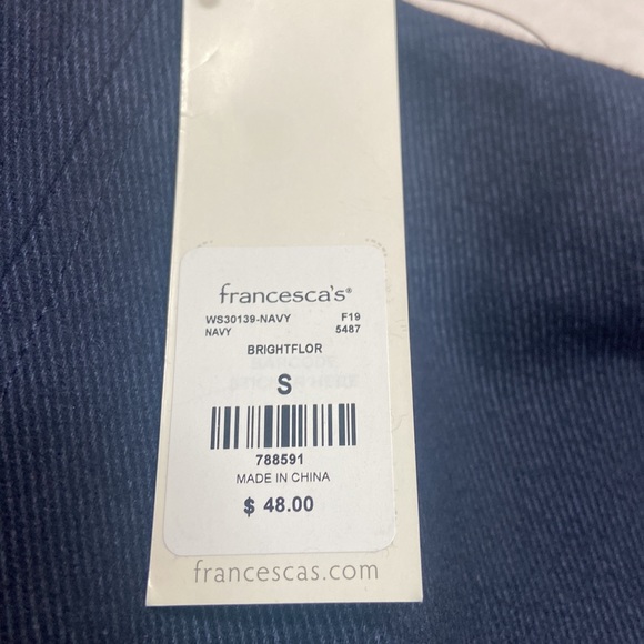 NWT Francesca’s Mi Ami Navy Size S Embroidered Skirt - Picture 2 of 9